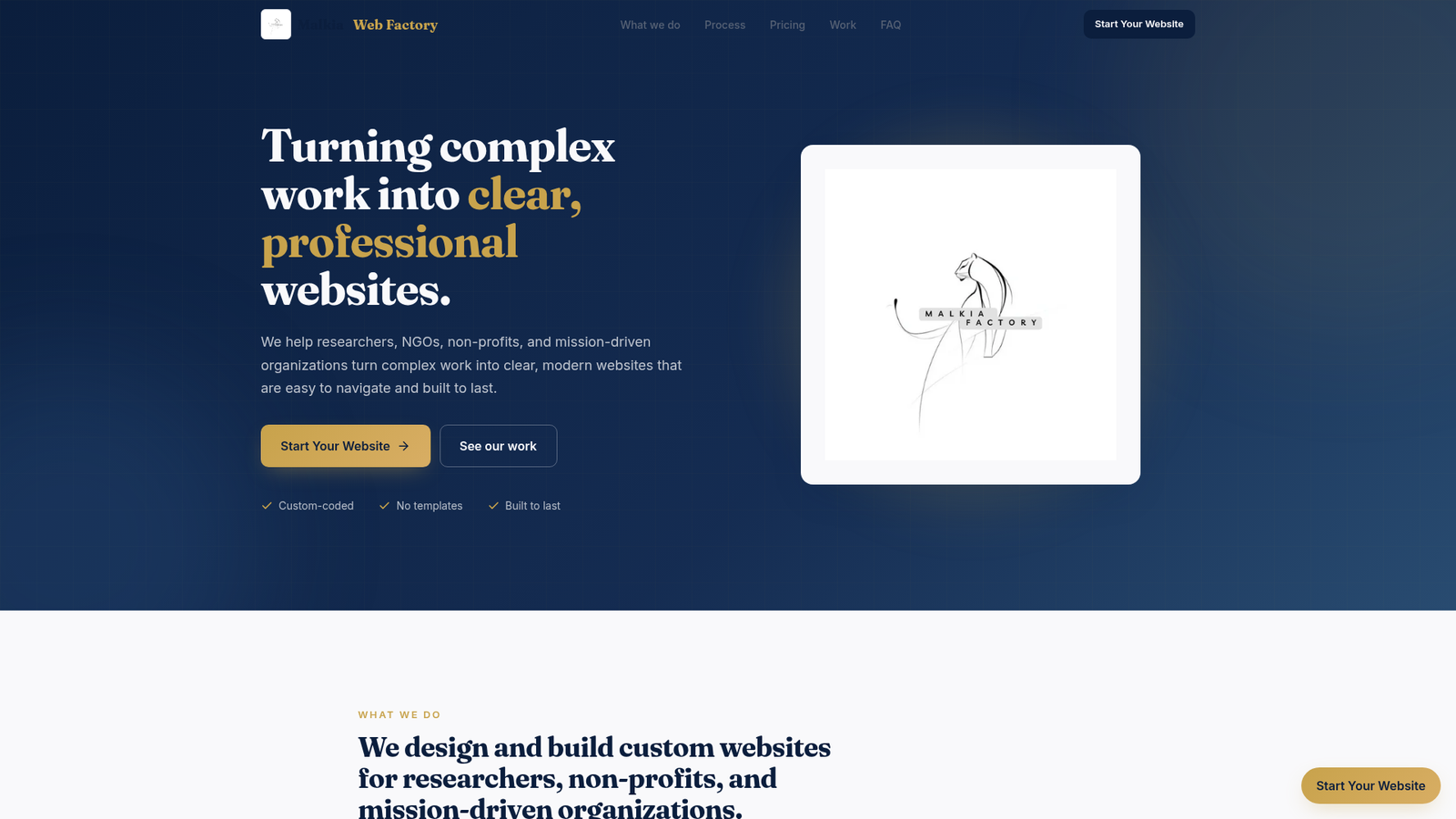 Original Malkia Web Factory website landing page screenshot