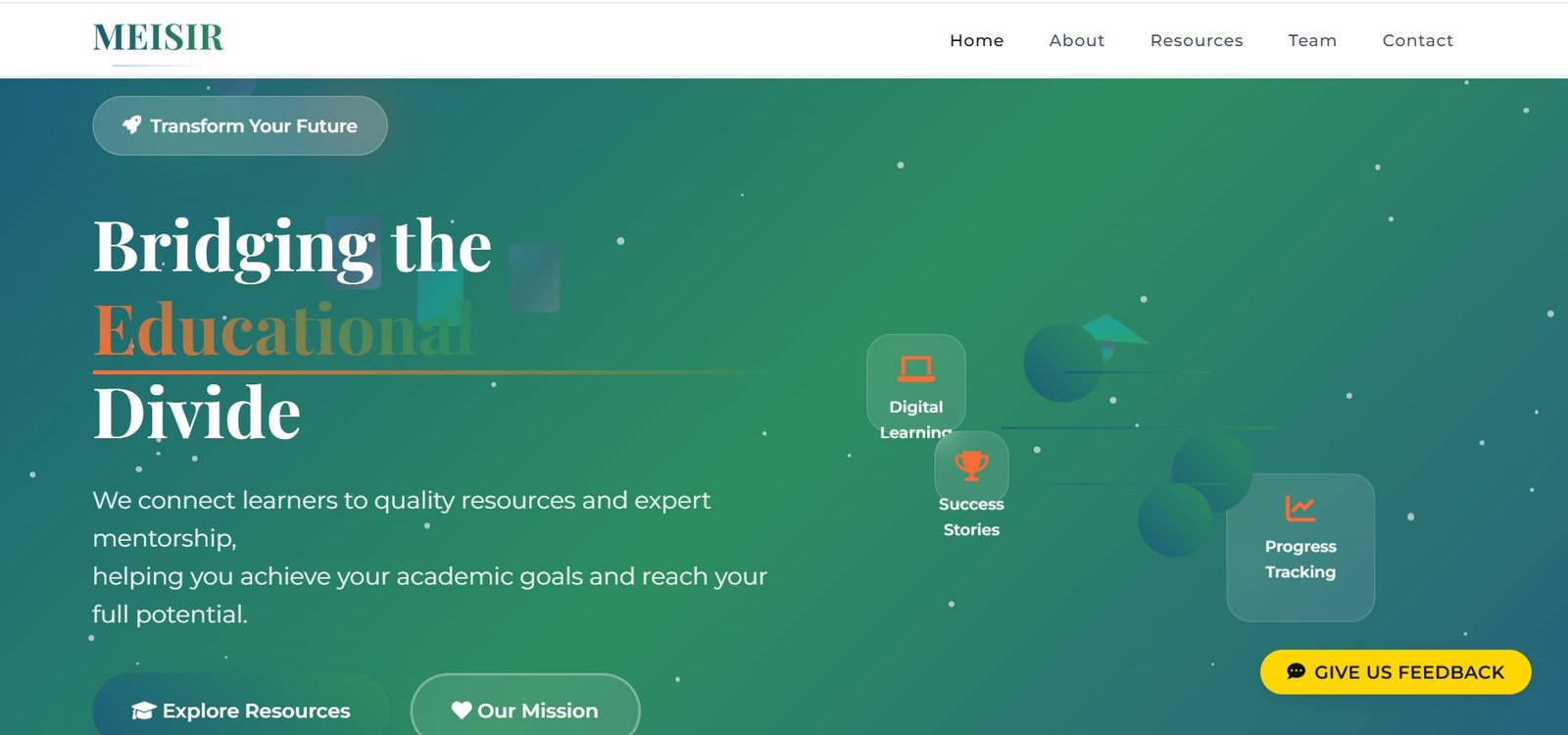 Meisir Platform landing page screenshot