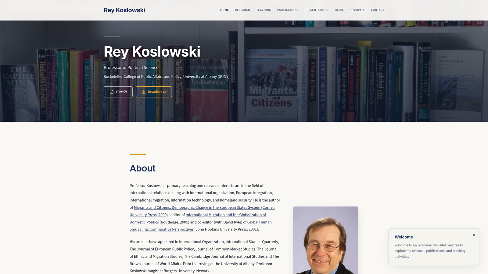 Rey Koslowski Website landing page screenshot